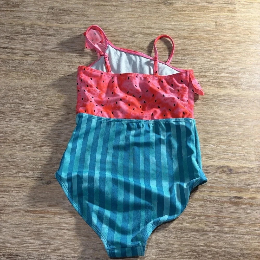 Cat & Jack Women's Watermelon One-Shoulder Swimsuit Large 10/12